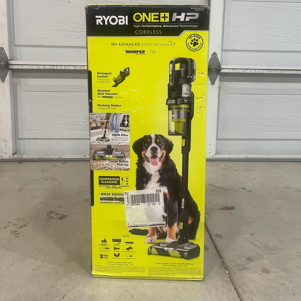 Brand new RYOBI ONE+ HP 18V Cordless Advanced WHISPER Series Stick Vacuum Kit